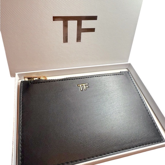 Tom Ford Handbags - Tom Ford Beauty Pouch Black Leather With Gold Hardware NIB